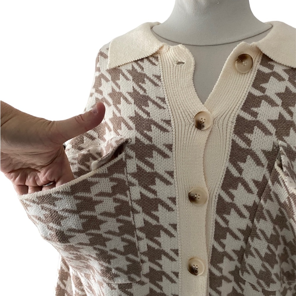 Debut houndstooth shacket/jacket. Small. Oversized. Soft. Button-up. (NWT) - Picture 4 of 16